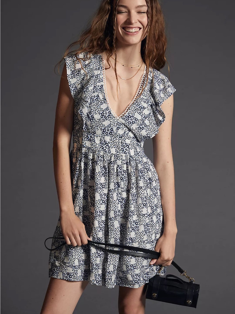 Anthropologie | V-Neck Plunge Tunic Mini Dress, Medium